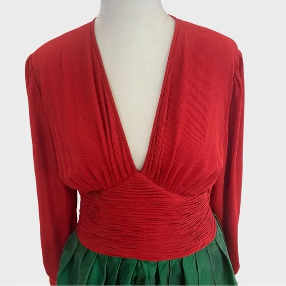 Vintage 1988 Runway Valentino Boutique Rare Red Green Cupid Gown XS/S - Picture 5 of 17